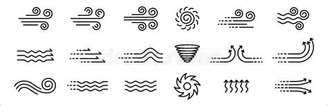 Wind Icon Set Winds Vector Icons Set Wind Air Movement For Weather