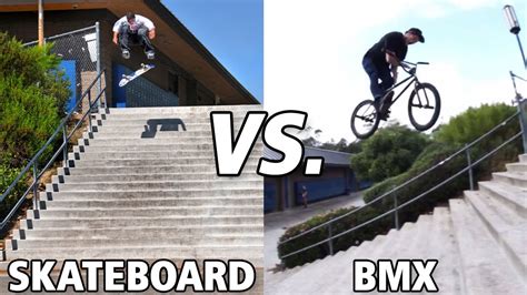 Skateboard Vs Bmx El Toro 20 Stair Youtube