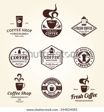 Set Coffee Shop Logos Coffee Labels Stock Vector 344824085 Shutterstock