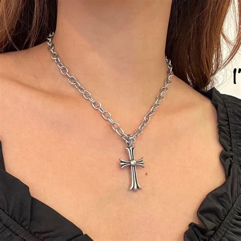 Silver Non Tarnish Cross Necklace Etsy