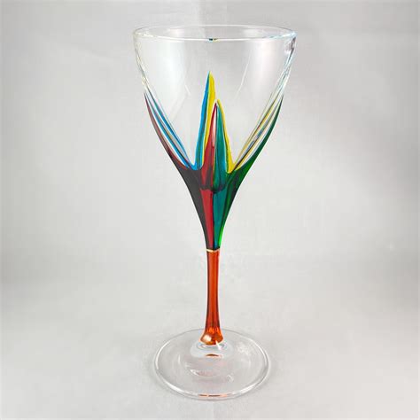 Orange Stem Fusion Venetian Wine Glass Handmade In Italy Colorful Murano Glass Northern