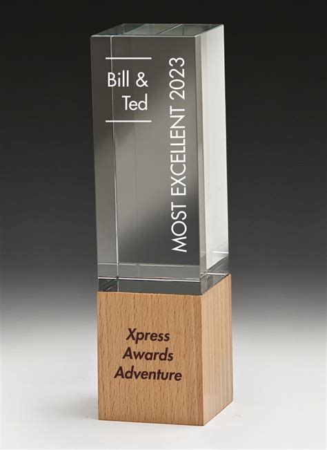 Crystal Block Tower Wood Base Xpress Awards