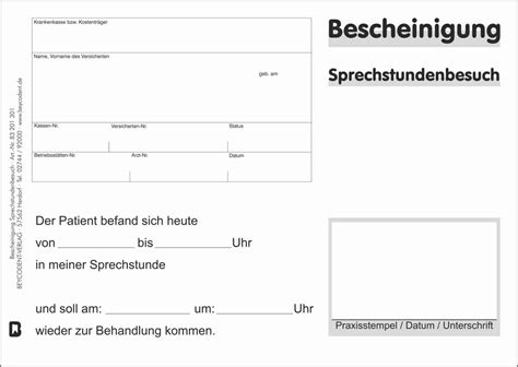 Bescheinigung über Sprechstundenbesuch