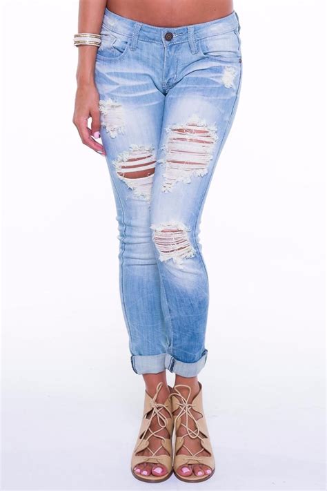 Distressed Capri Jeans Machine Jeans Skinny Clothes Capri Jeans