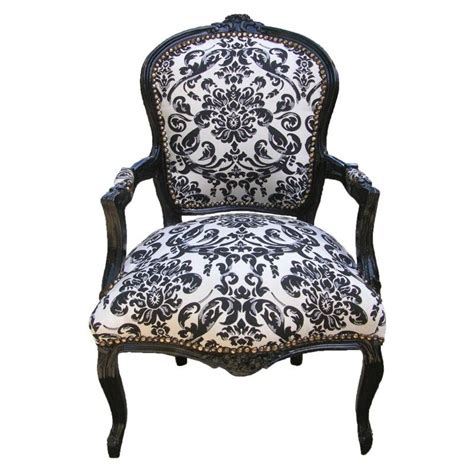 Fauteuil Baroque De Style Louis XV Motifs Floraux Noir Et Bois Noir