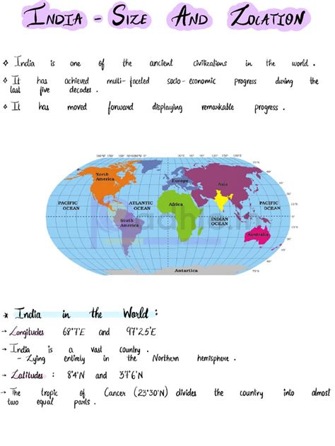 India Size And Location Class 9 Notes 1 Pdf Asia Geography