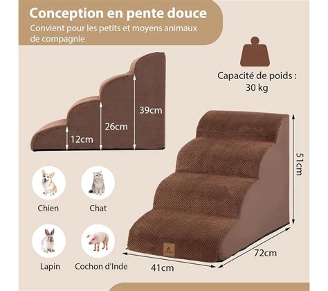 Escalier Pour Chien Chat à 4 Marches échelle Pour Chien brosse Et