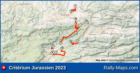 Streckenverlauf Critérium Jurassien 2023 SRM RallyeKarte de