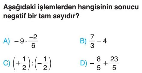 Rasyonel Say Larla Arpma Ve B Lme Lemi Test Z S N F Matematik