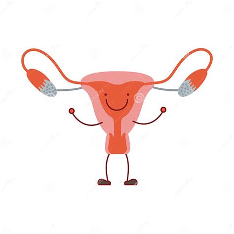 Colorful Silhouette Caricature With Happy Face Female Reproductive