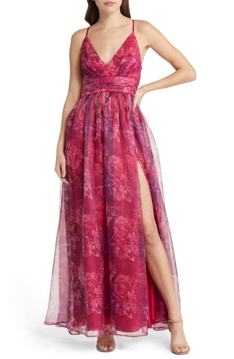 Lulus Romance That Wows Floral Organza Gown Nordstrom