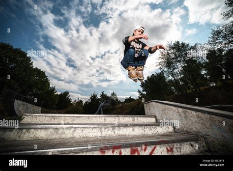 Inline Skating Jump Stock Photo Alamy