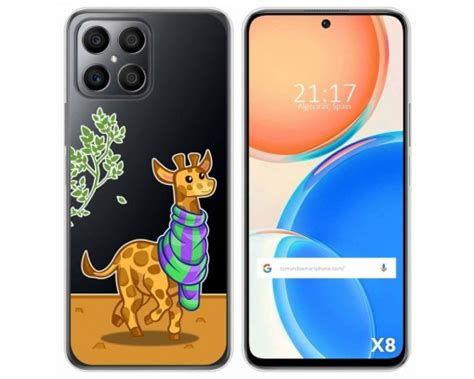 Funda Silicona Transparente Para Huawei Honor X8 Diseño Jirafa Dibujos