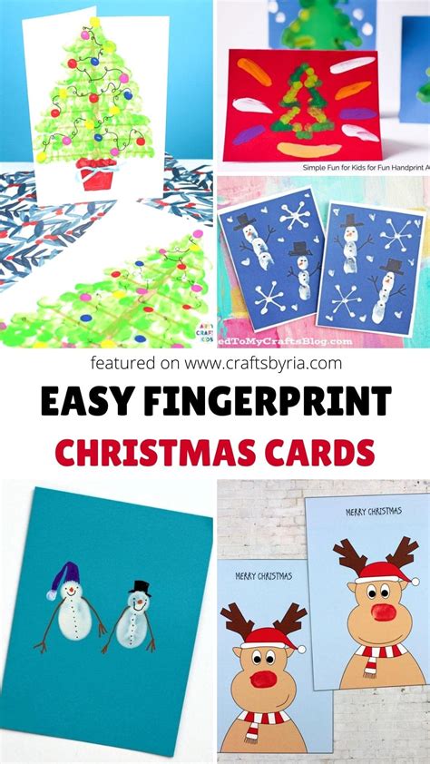 Fingerprint Christmas Cards for kids - Crafts By Ria