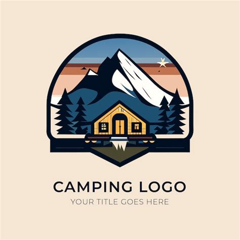 Modèle De Conception De Logo De Camping Cabane En Rondins Avec