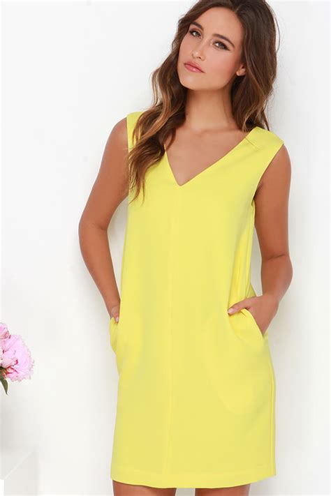 Cute Yellow Dress Shift Dress Sleeveless Dress 8400 Lulus