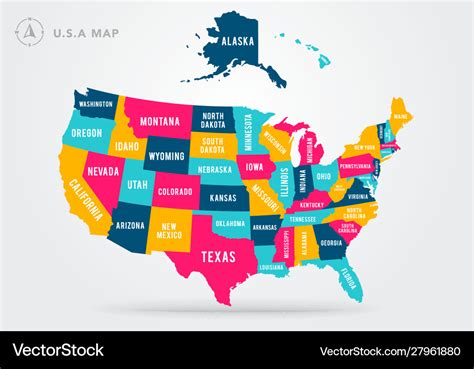 Colorful map united states america Royalty Free Vector Image