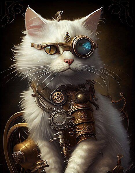 Steampunk Cat Art By Innazimovec