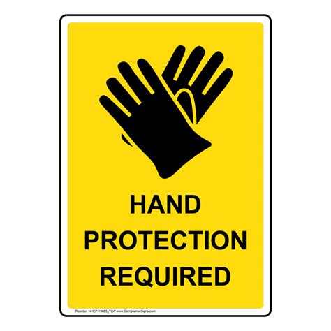 Vertical Sign PPE Gloves Hand Protection Required