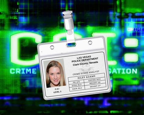 Printable Riley Adams Csi Las Vegas Id Badge Cosplay Etsy