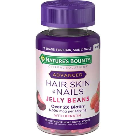 Natures Bounty Optimal Solutions Advanced Hair Skin And Nail Biotin And Vitamins A C And E Jelly