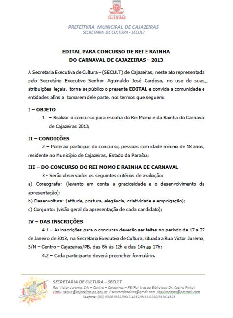 Folha Vip De Cajazeiras Secult Publica Edital De Concurso Para Rei