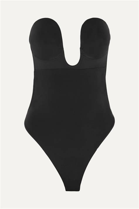 Fashion Forms U Plunge Self Adhesive Backless Thong Bodysuit Black