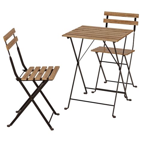 TÄrnÖ Bistro Set Outdoor Black Acacia Gray Brown Stained Light