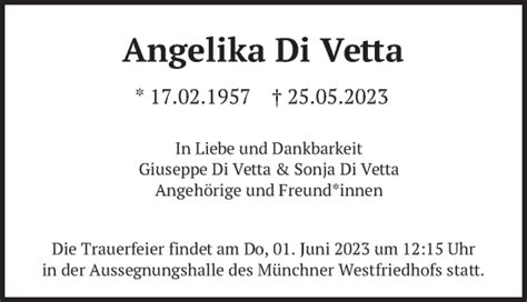 Traueranzeigen Von Angelika Di Vetta Trauer Merkur De