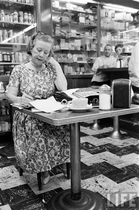 Agnes De Mille Does Her Writing In A Manhattan Drugstore I Work Here