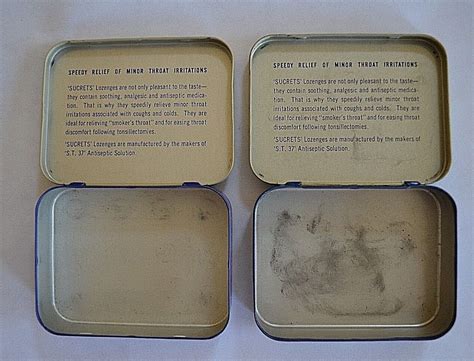 Vintage Sucrets Antiseptic Throat Lozenges Medicine Tins Quinton