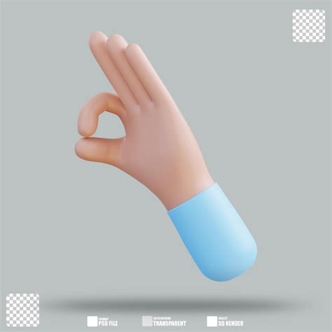 Premium Psd 3d Illustration Hand Showing Ok Sign 2