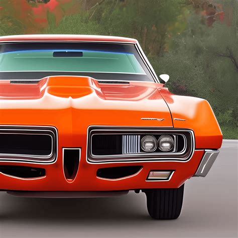 1969 Pontiac Gto In Red Orange · Creative Fabrica