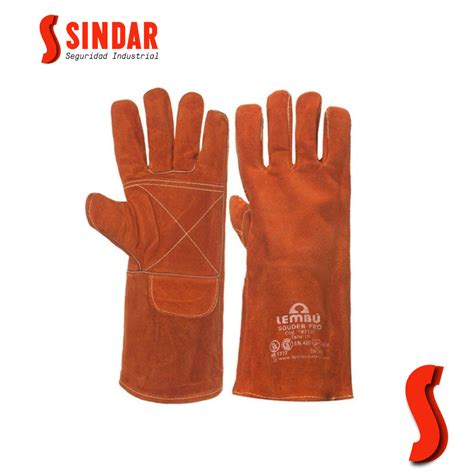 Guante Soldador De Descarne Naranja Forrado Costura De Kevlar