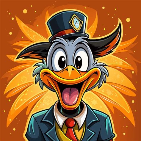 Una Caricatura De Un Pato Con Un Traje Y Un Sombrero Que Dice Pato