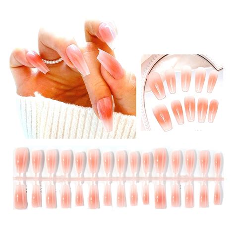 30pieces Press On Nails Long Fake Nails Press On Glossy Acrylic Nail