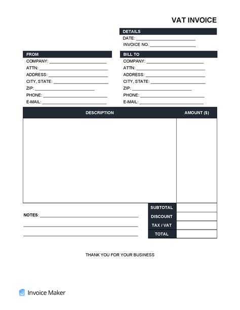 VAT Invoice Template Invoice Maker