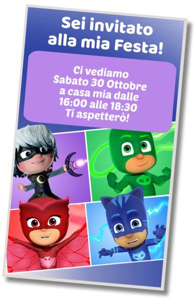 Migliori Invito Pj Masks Super Pijiamini Whatsapp Digital