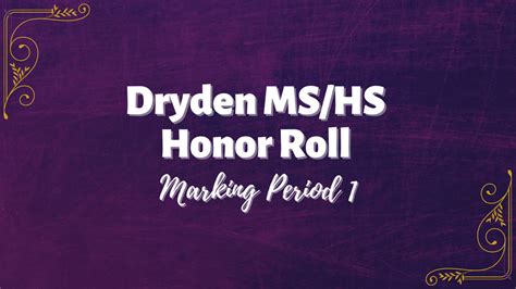 Dryden Mshs Honor Roll First Marking Period Dryden Central School