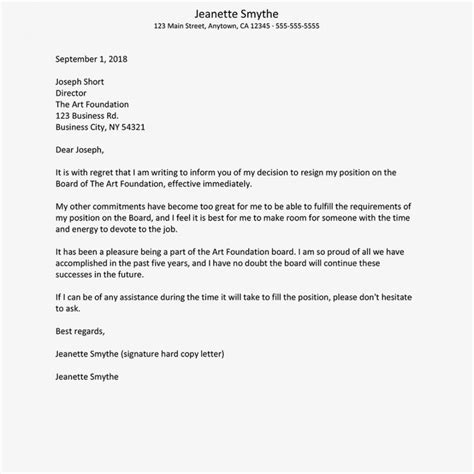 Template Resignation Letter From Board Of Directors Explore