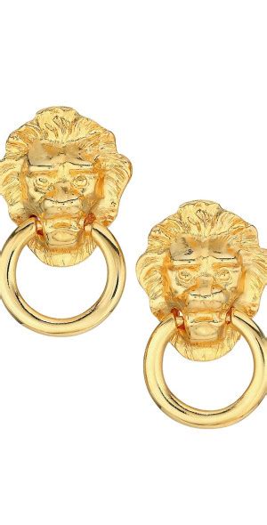 Kenneth Jay Lane Women S K Goldplated Lion Head Doorknocker Clip On