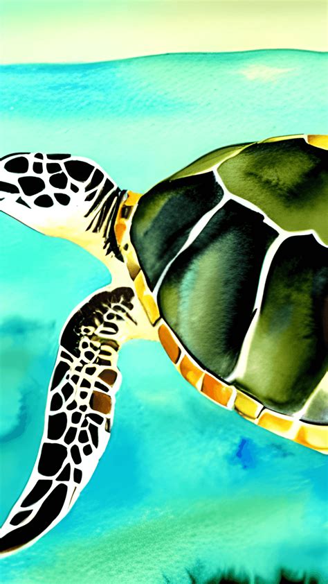 Green Sea Turtle Watercolor · Creative Fabrica