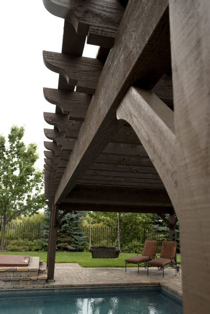 Poolside Pergola R Stico Patio De Western Timber Frame Houzz