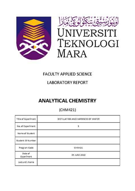 LAB Report CHM421 Analytical EXP5 Analytical Chemistry UiTM