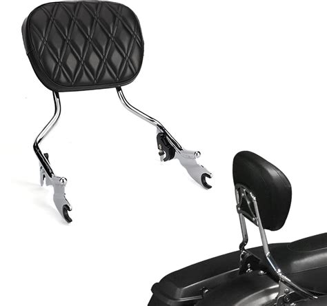 TIGERSGATE Gloss Black Detachable Motorcycle Rear Seat Diamond BackRest