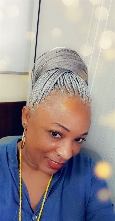 Pin By Carolyn Tolbert On Knotless Braids In 2022 Grey Hair Braids