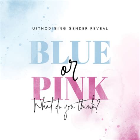 Gender Reveal Uitnodiging Met Blauw Roze Water Color