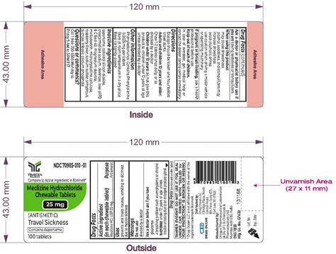 Meclizine Hydrochloride Chewable Tablets 25 Mg Drug Facts