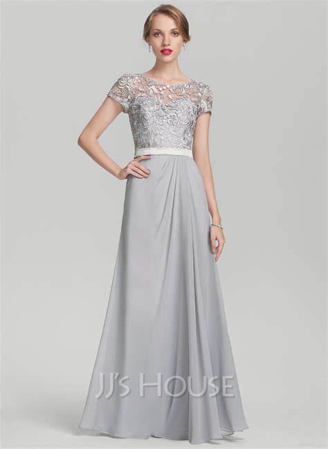 Scoop Neck Floor Length Chiffon Lace Mother Of The Bride Dress With