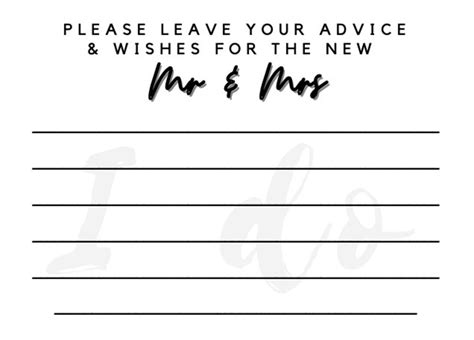 Wedding Advice Cards Printable Etsy